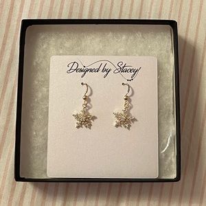 Designed by Stacey Gold Snowflake Sparkly Earrings